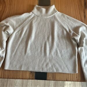 Quince Australian Merino Wool Cropped Mock Neck Sweater - Cream